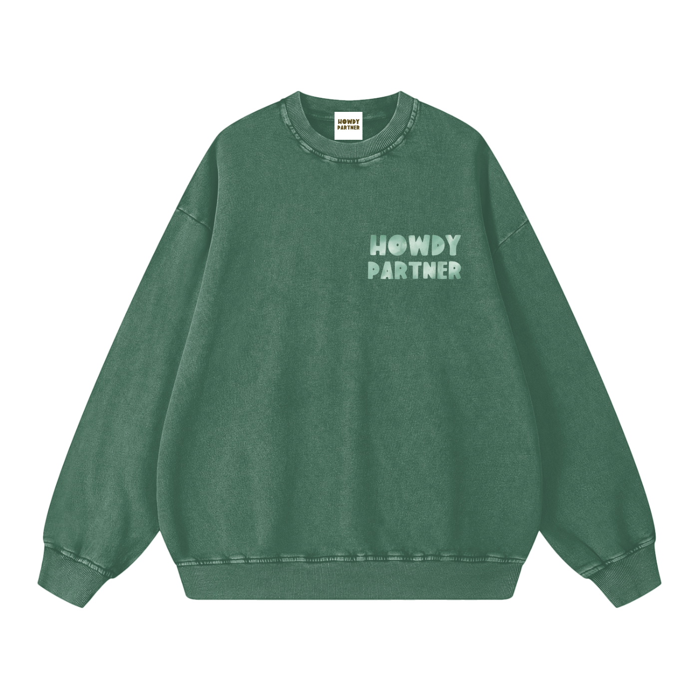 Howdy Partner Oversized Sweatshirt - Chalk Green