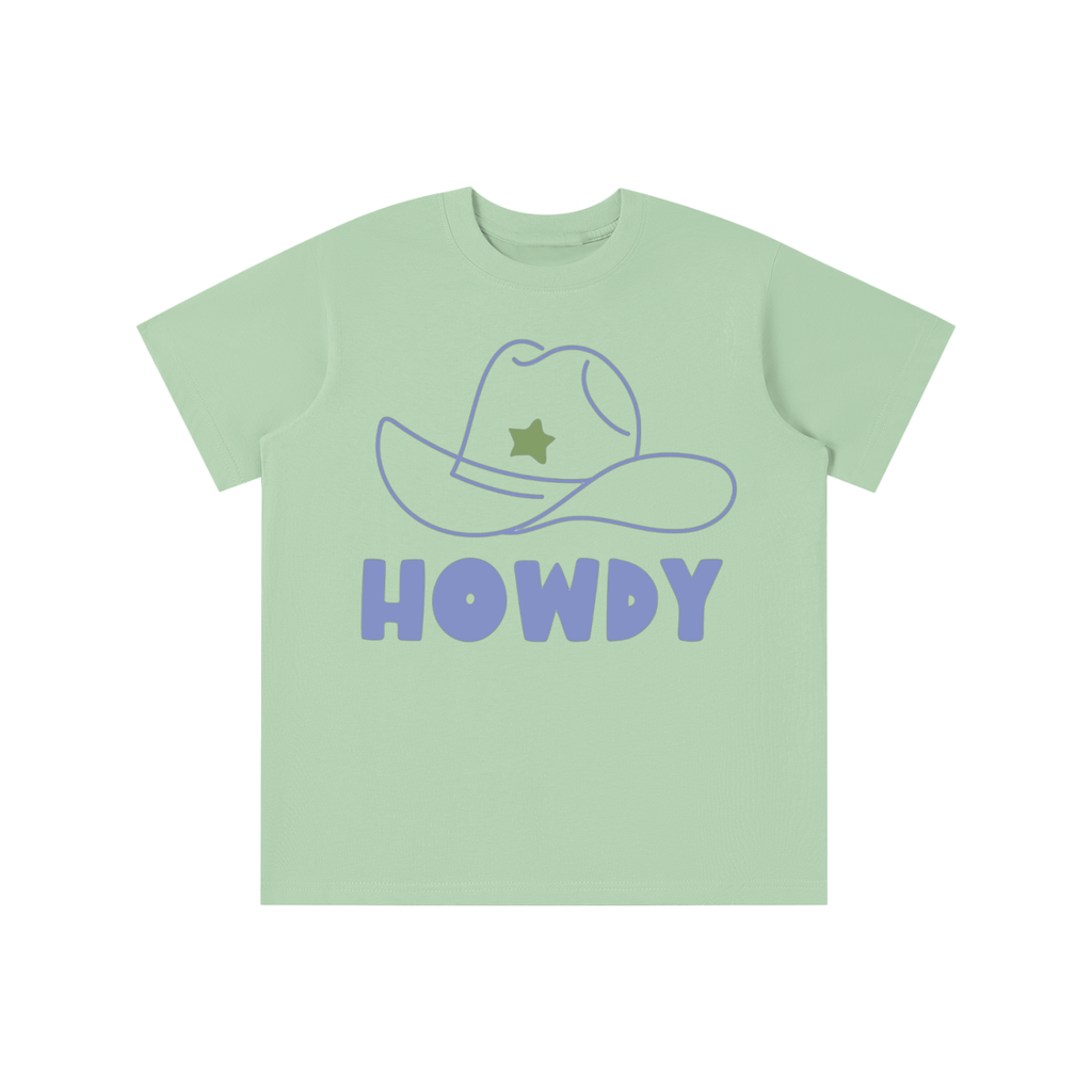 Kids Howdy Partner Logo Tee - Sage/Cornflower