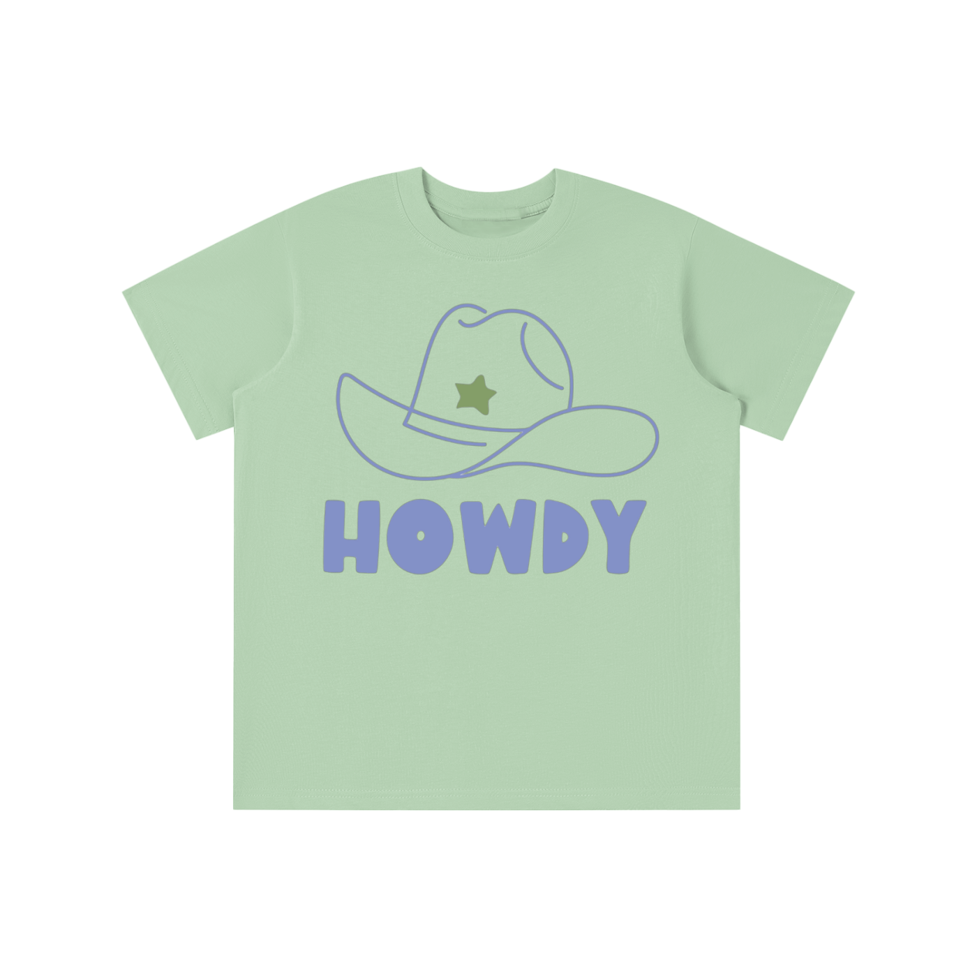 Kids Howdy Partner Logo Tee - Sage/Cornflower