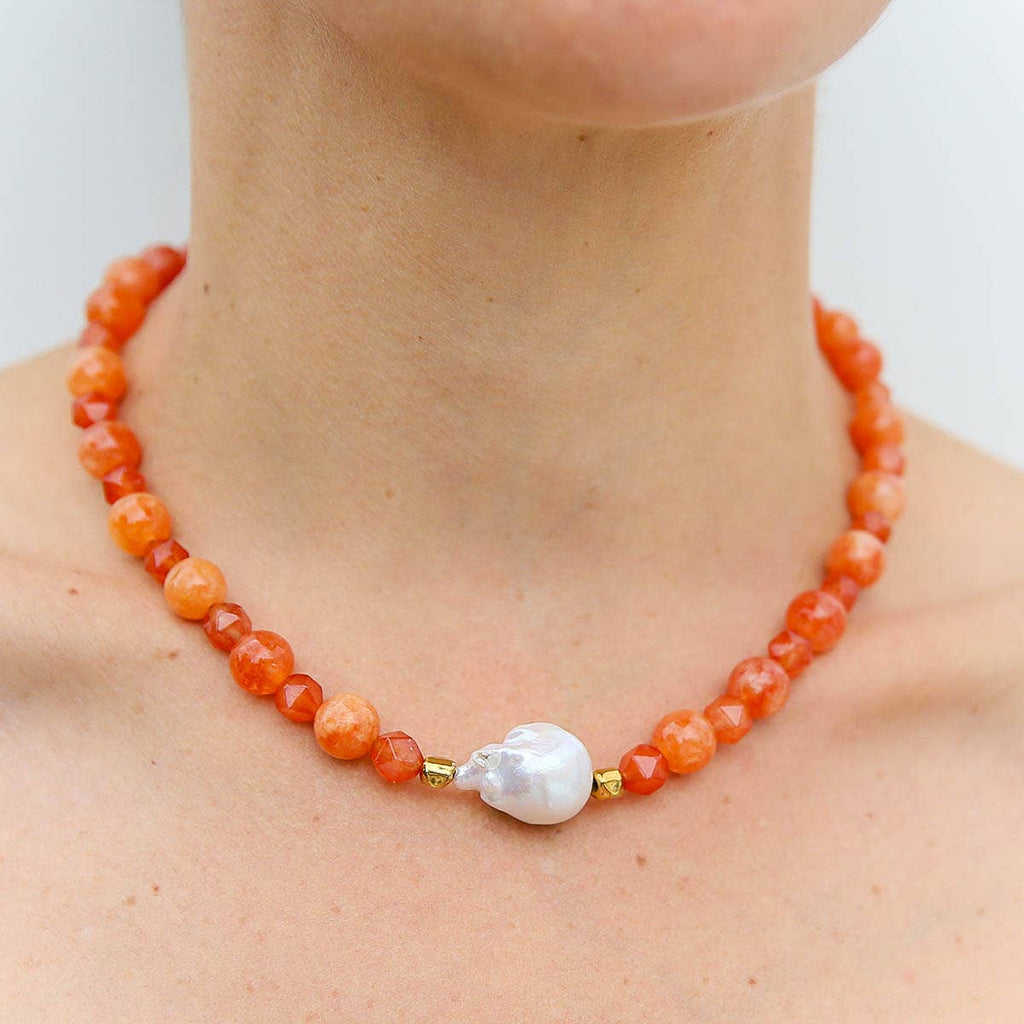 Sunset Quartz Keshi Necklace