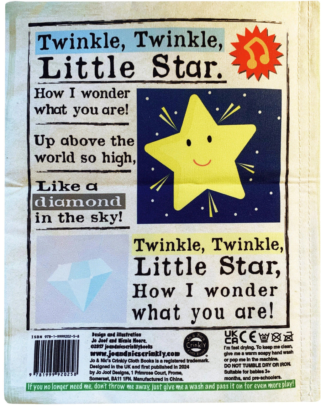 Crinkly Cloth Newspaper - Nursery Rhymes