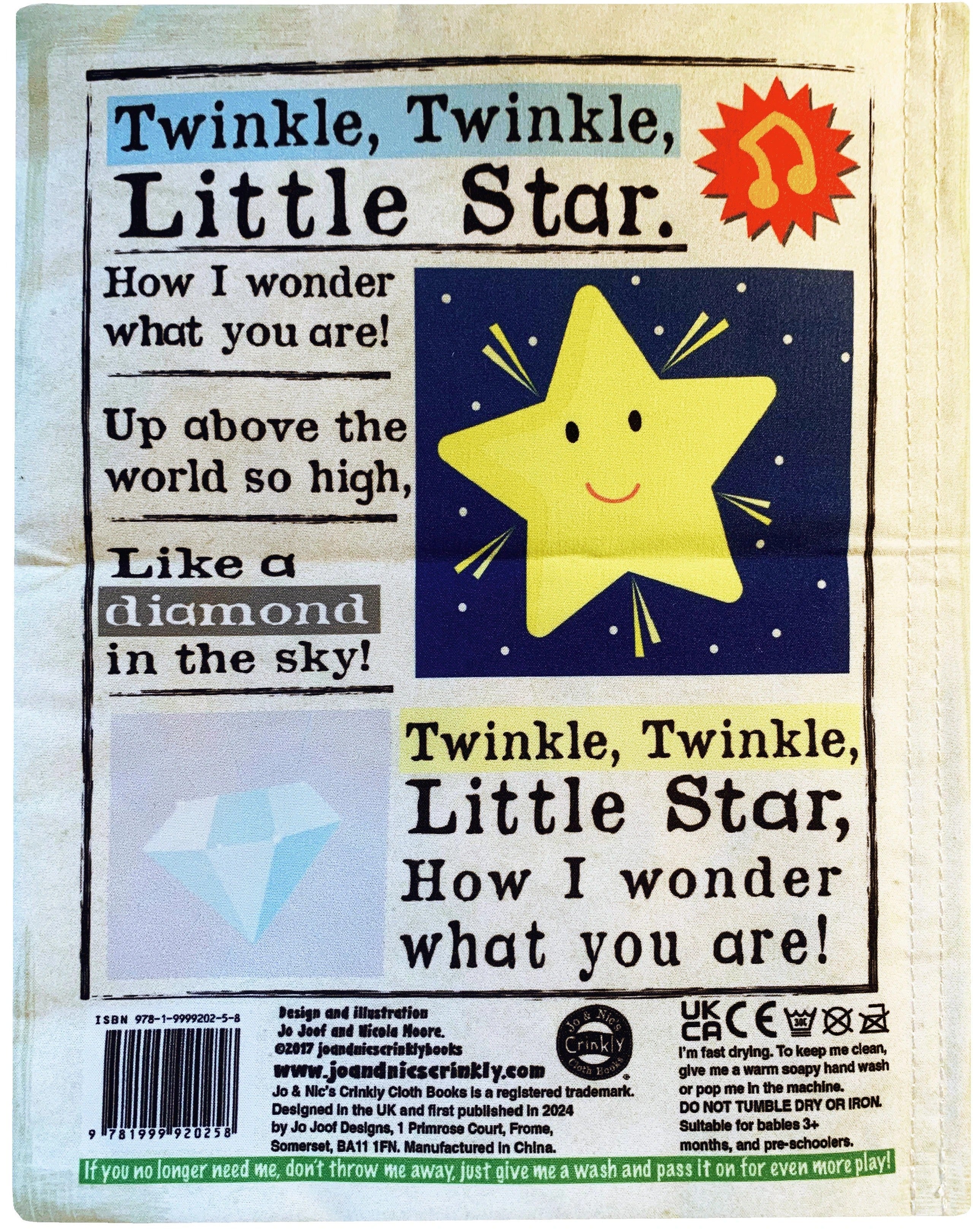 Crinkly Cloth Newspaper - Nursery Rhymes