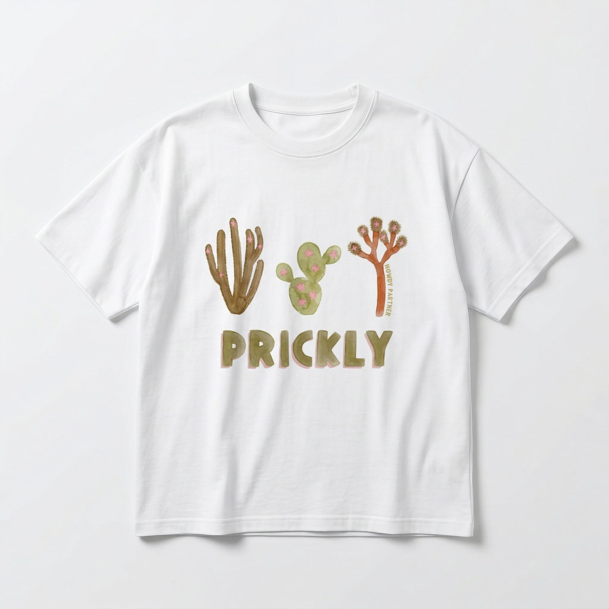 Howdy Partner Boxy White Tee - Prickly!